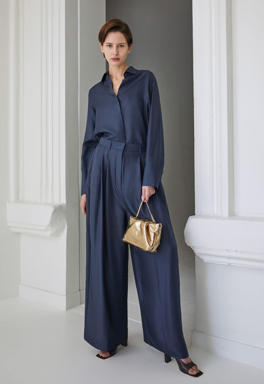 Jac + Jack Poirot Silk Twill Pant - Sly Blue